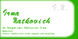 irma matkovich business card